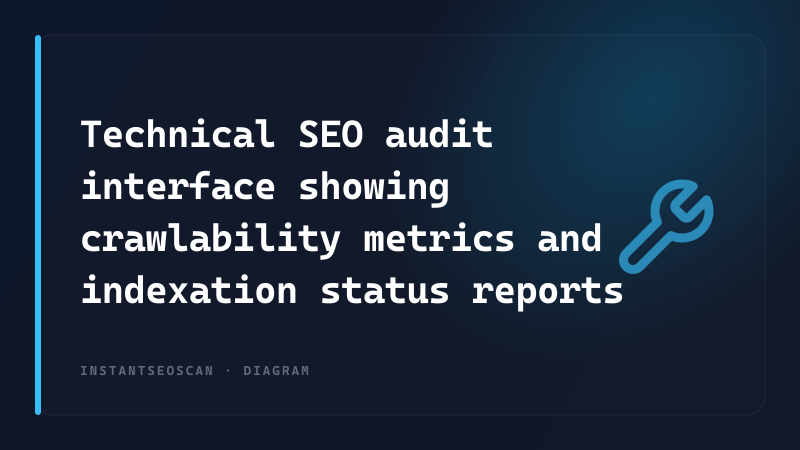 Technical SEO audit interface showing crawlability metrics and indexation status reports
