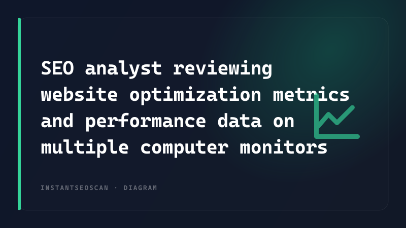 SEO analyst reviewing website optimization metrics and performance data on multiple computer monitors