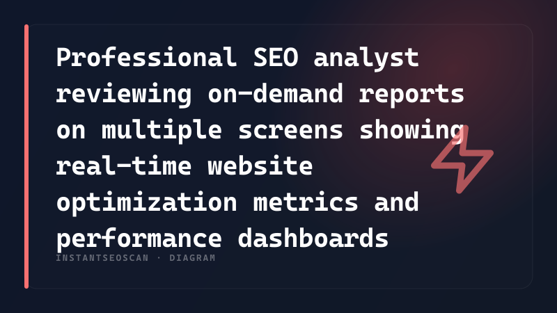Professional SEO analyst reviewing on-demand reports on multiple screens showing real-time website optimization metrics and performance dashboards