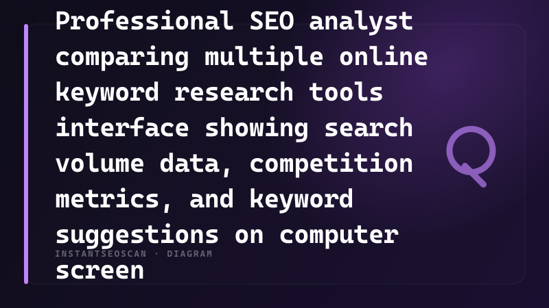 Professional SEO analyst comparing multiple online keyword research tools interface showing search volume data, competition metrics, and keyword suggestions on computer screen
