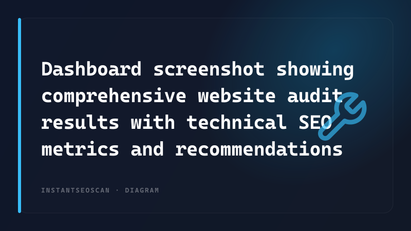 Dashboard screenshot showing comprehensive website audit results with technical SEO metrics and recommendations