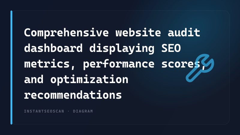 Comprehensive website audit dashboard displaying SEO metrics, performance scores, and optimization recommendations