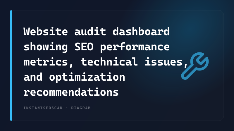 Website audit dashboard showing SEO performance metrics, technical issues, and optimization recommendations