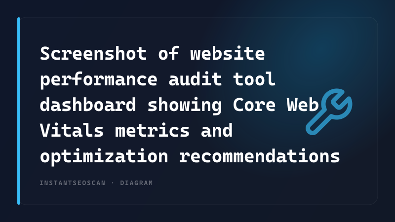 Screenshot of website performance audit tool dashboard showing Core Web Vitals metrics and optimization recommendations