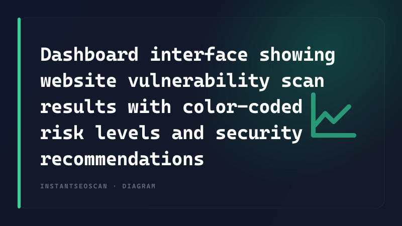 Dashboard interface showing website vulnerability scan results with color-coded risk levels and security recommendations